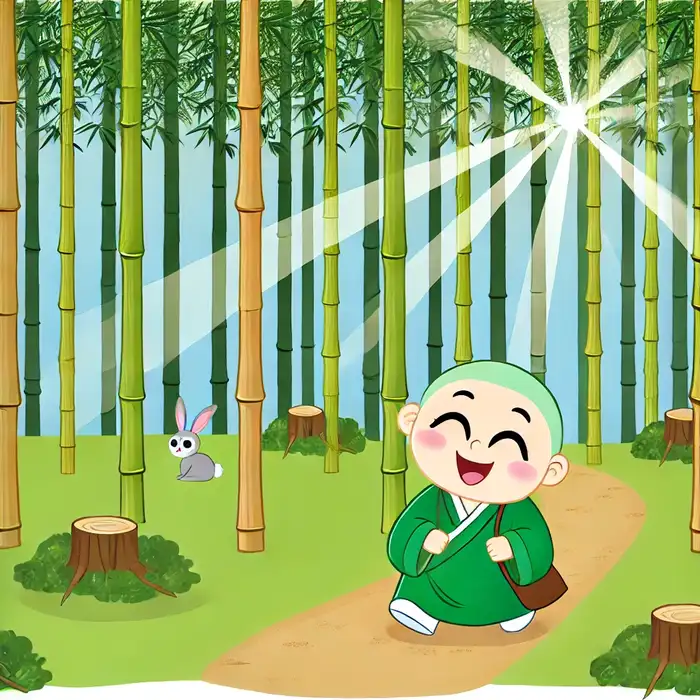 Chibi chú tiểu trong rừng tre