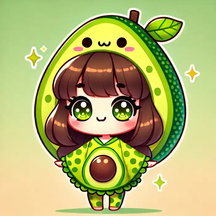 Chibi nữ hóa trang quả bơ dễ thương