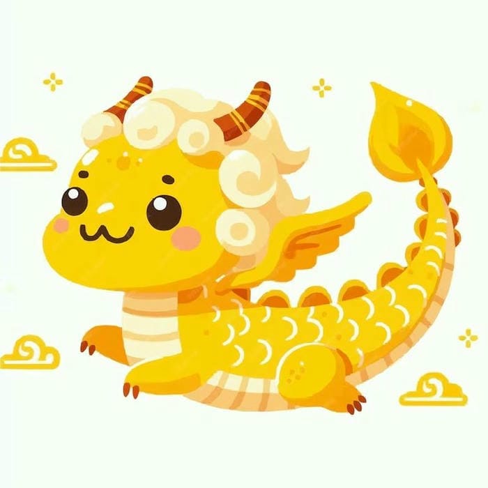 Chibi rồng vàng siêu đáng yêu