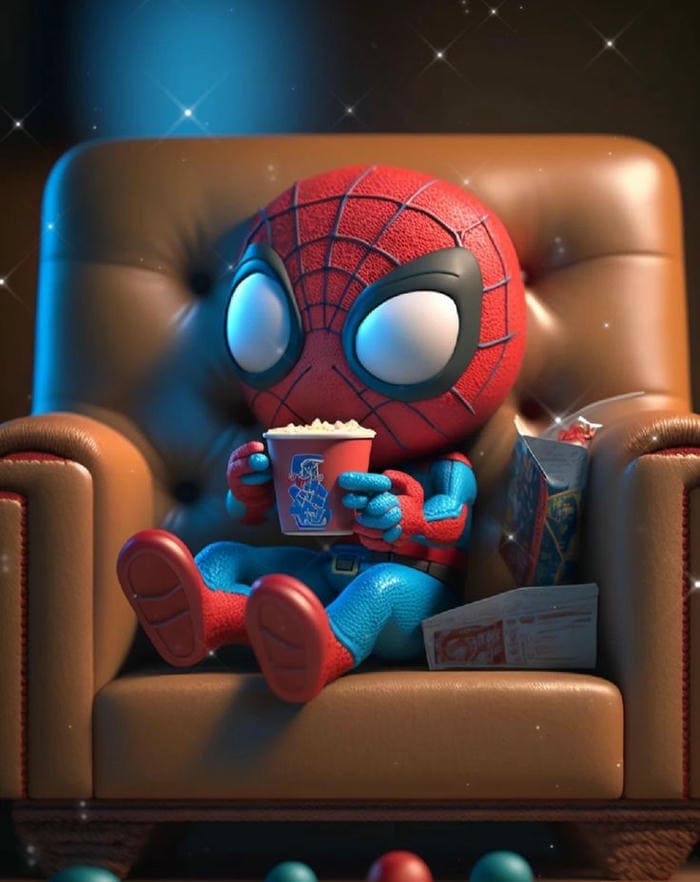 Hình ảnh Spiderman chibi nằm chill