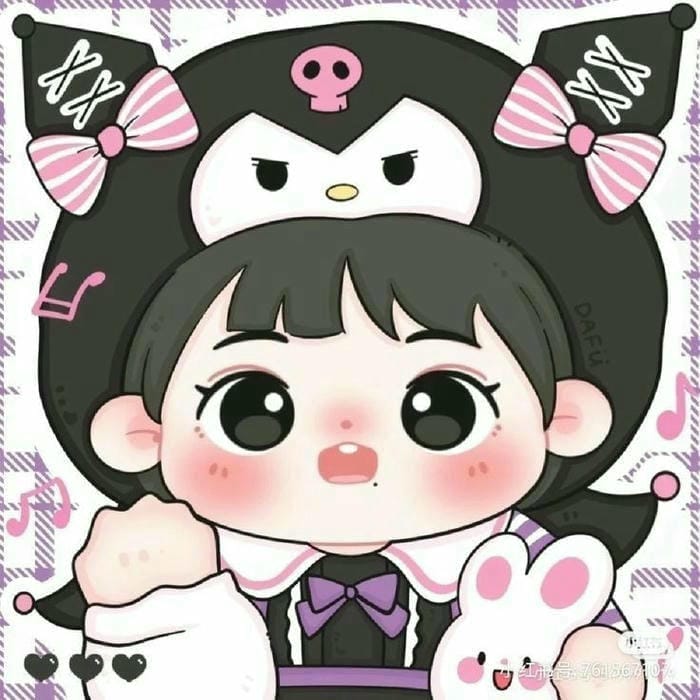 Hình ảnh avatar chibi nữ hóa trang Kuromi đáng yêu