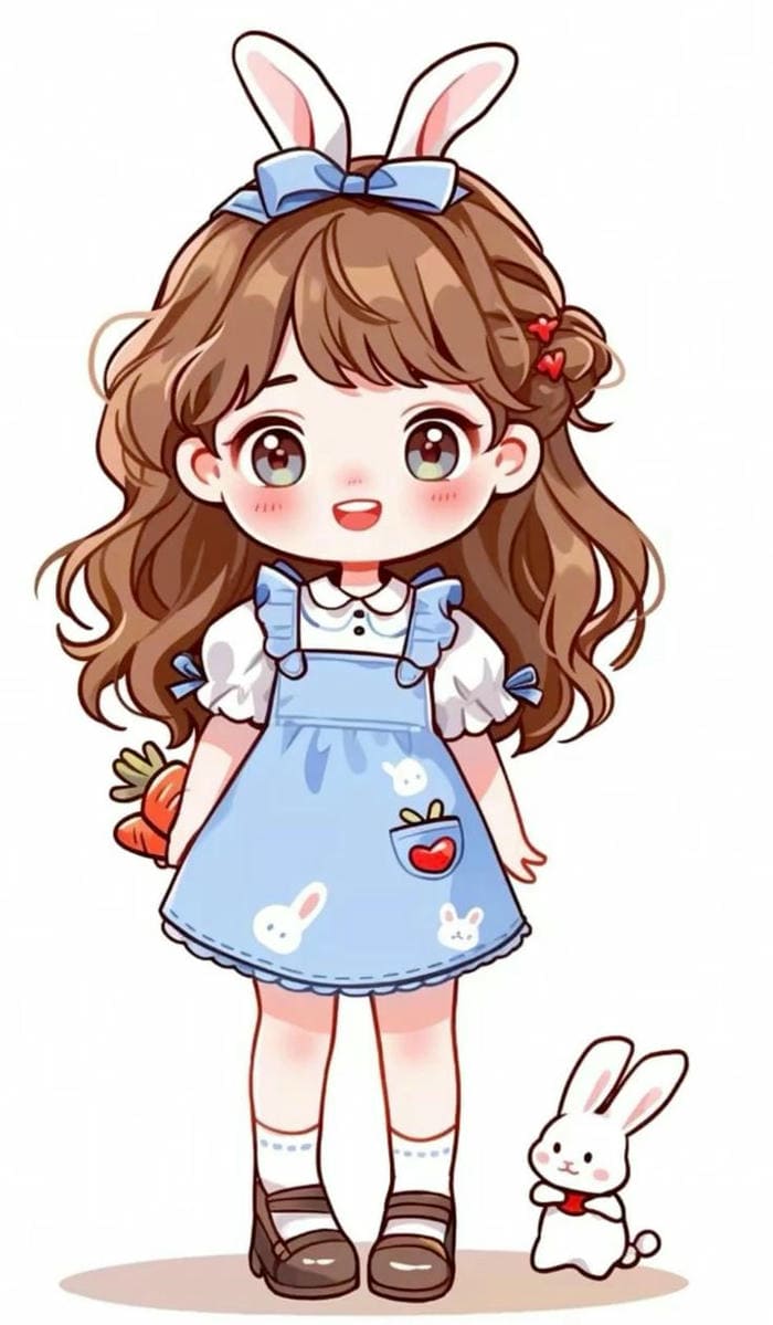 Hình ảnh bé gái chibi tai thỏ dễ thương