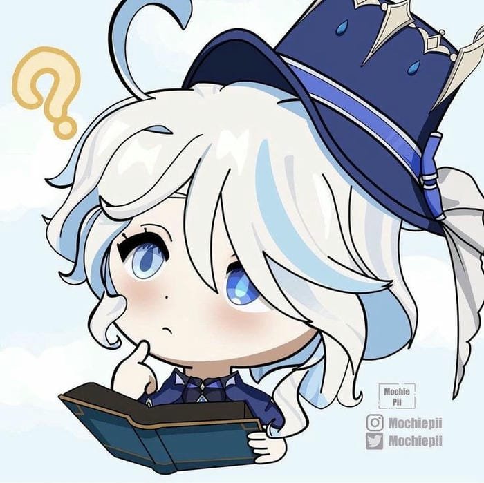 Hình ảnh chibi Furina biểu cảm thắc mắc dễ thương