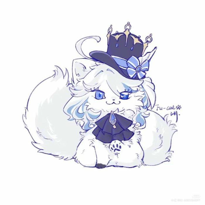 Hình ảnh chibi Furina mèo con đabgs yêu