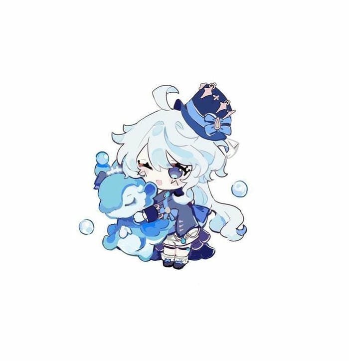 Hình ảnh chibi Furina ôm gấu bông
