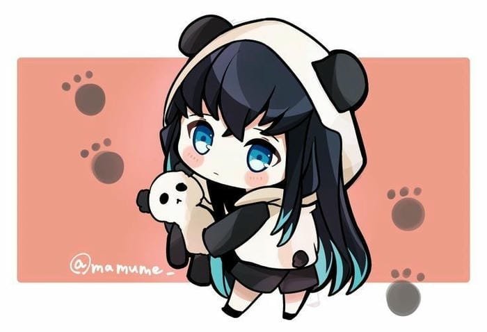 Hình ảnh chibi Muichirou trang phục gấu trúc dễ thương