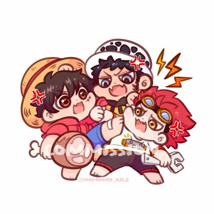 Hình ảnh chibi One Piece Luffy, Law, Kid siêu dễ thương