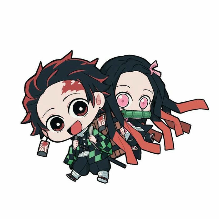 Hình ảnh chibi Tanjiro và Nezuko đáng yêu