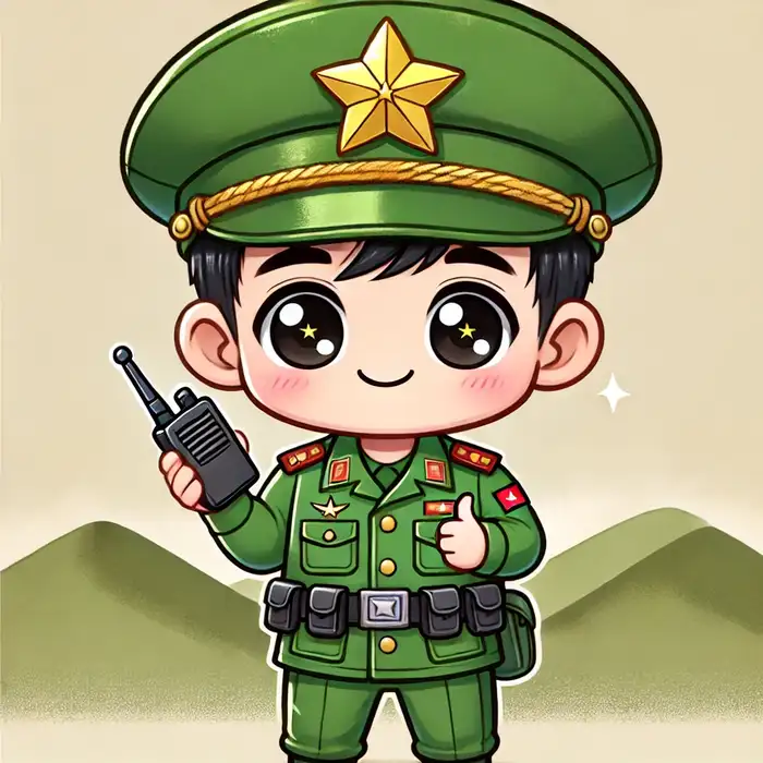 Hình ảnh chibi chú bộ đội biên phòng dễ thương