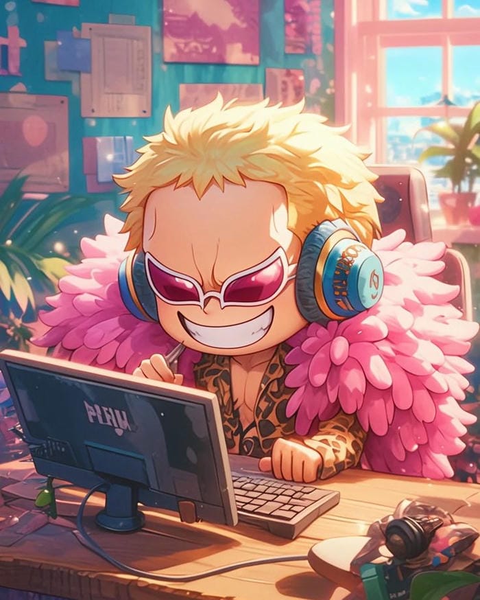 Hình ảnh chibi nhân vật Doflamingo trong One Piece