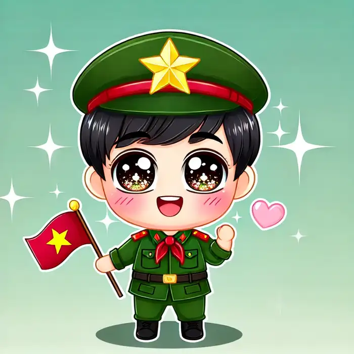 Hình ảnh chú bộ đội chibi dễ thương