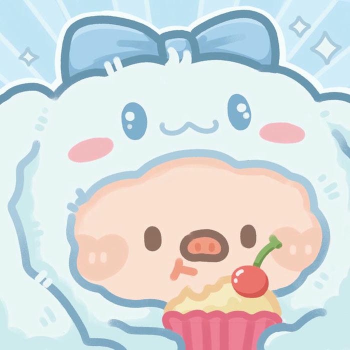 Hình ảnh heo hồng chibi hóa trang Cinnamoroll