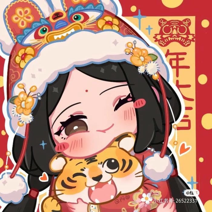 Hình avatar chibi nữ ngày tết siêu đáng yêu