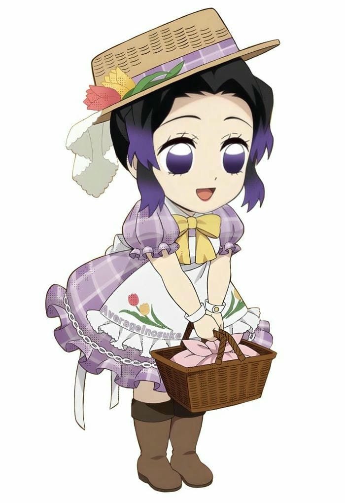 Hình chibi Shinobu trang phục đi picnic dễ thương