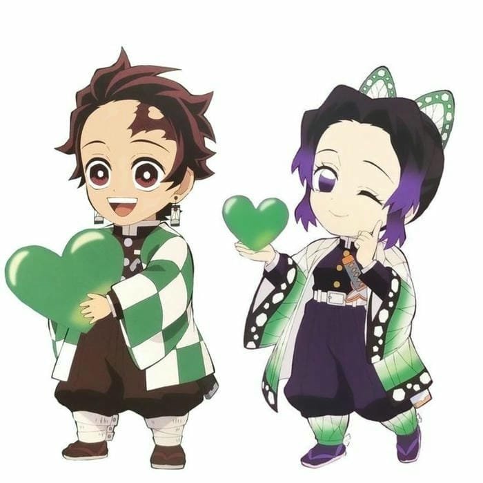 Hình chibi Shinobu và Tanjiro đáng yêu