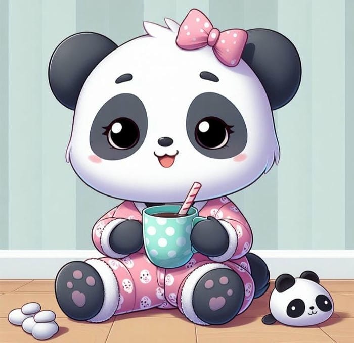 Hình ảnh chibi gấu trúc hóa trang kỳ lân siêu dễ thương