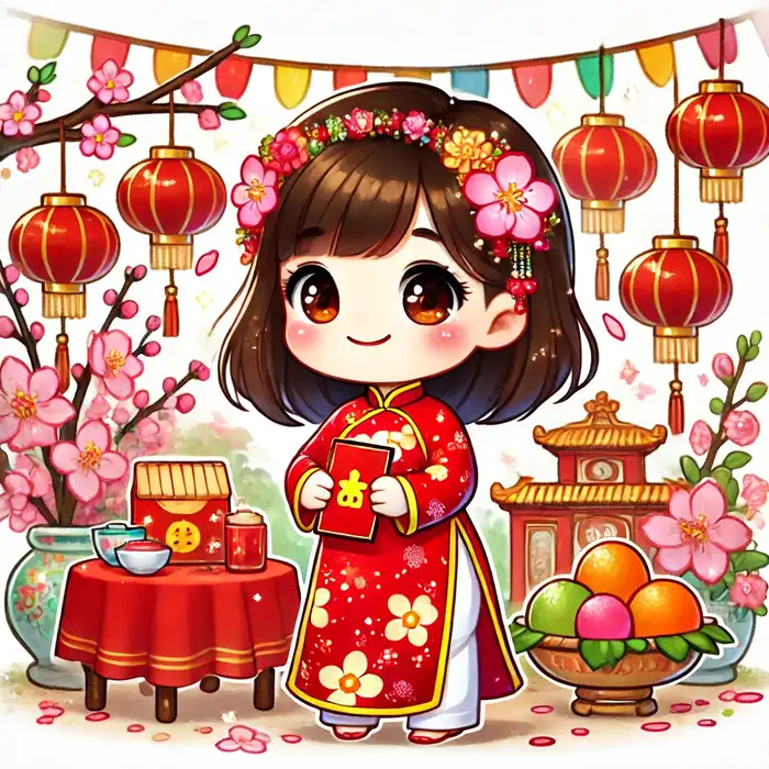 Hình chibi tết đẹp, đáng yêu