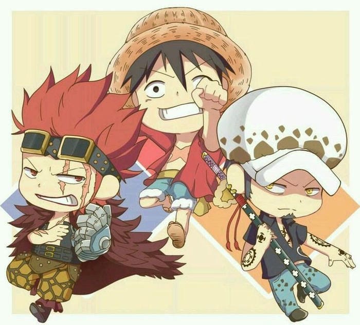 Hình vẽ Luffy, Law và Kid chibi siêu đáng yêu