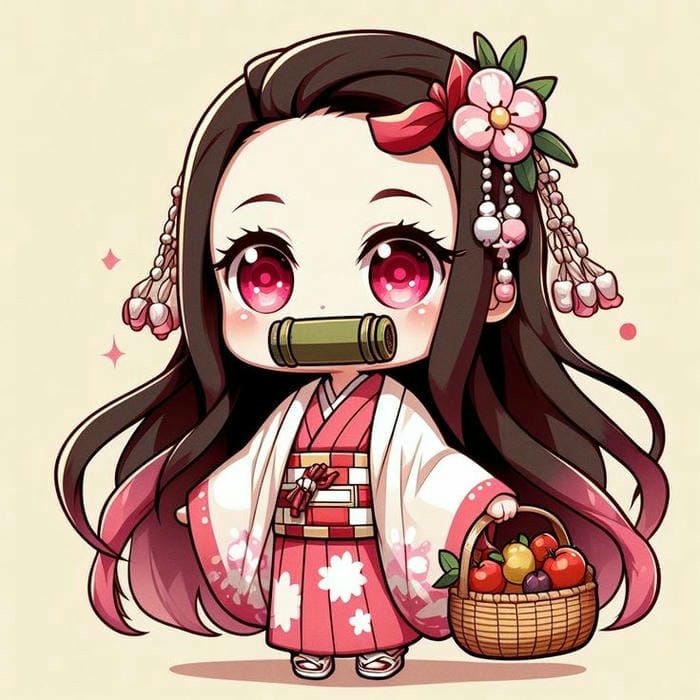 Hình vẽ chibi Nezuko trong thanh gươm diệt quỷ