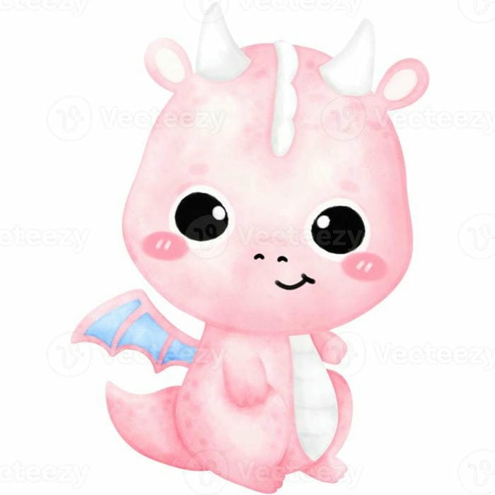 Hình vẽ chibi rồng hồng đơn giản, cute