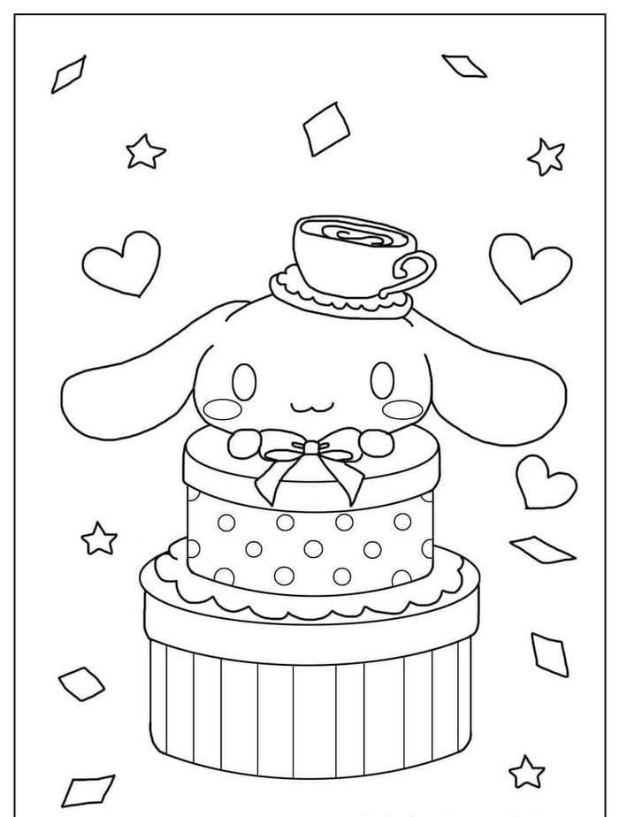 Tranh tô màu Cinnamoroll đơn giản cho bé