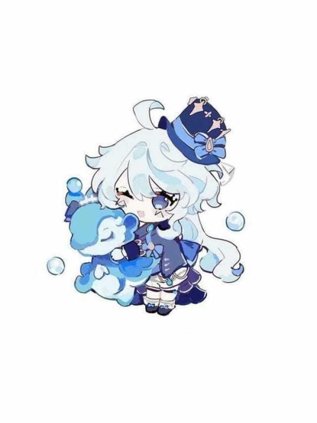 Hình ảnh chibi Furina ôm gấu bông