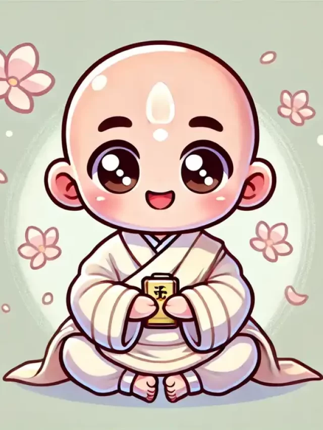 Hình vẽ chibi hòa thượng hình chú tiểu