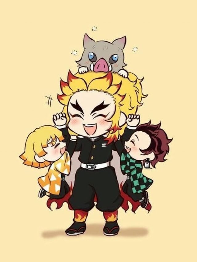 Tranh chibi Rengoku và những người bạn