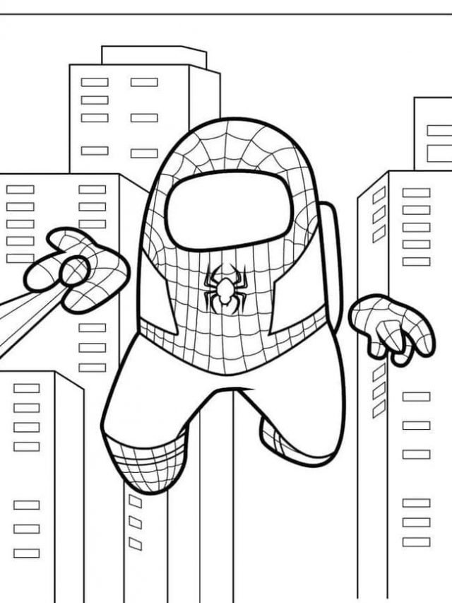 Tranh tô màu Among Us hóa trang người nhện