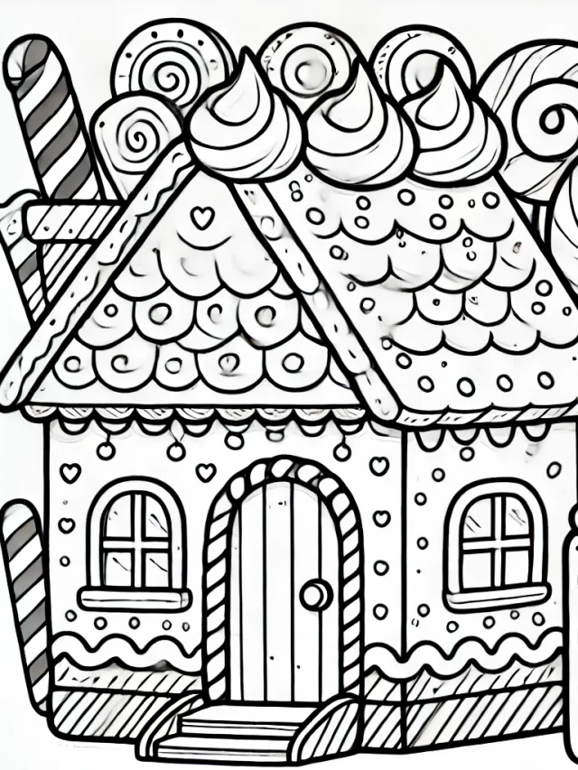 Tranh tô màu ngôi nhà bánh kẹo đẹp cho bé