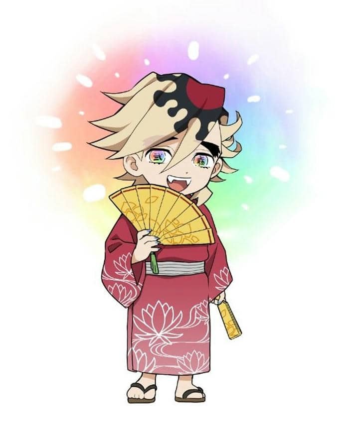 Ảnh chibi Douma mặc kimono siêu đáng yêu