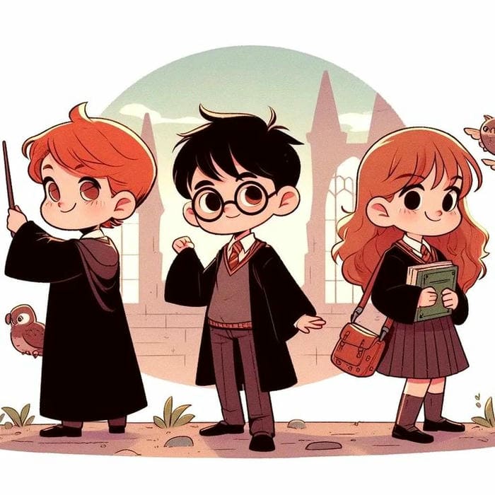 Ảnh chibi Harry Potter và những người bạn thân