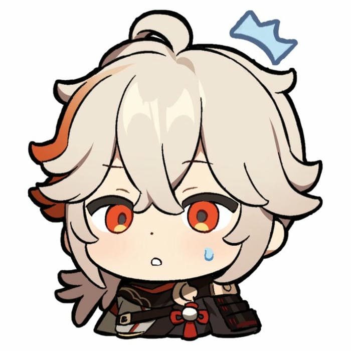 Ảnh chibi Kazuha biểu cảm kinh ngạc siêu đáng yêu