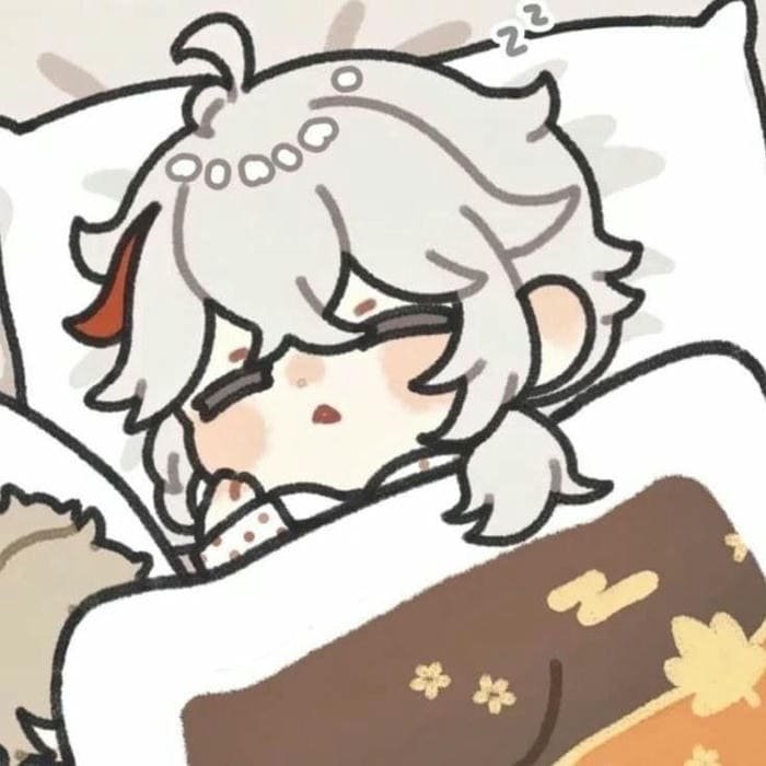 Ảnh chibi Kazuha nằm ngủ siêu đáng yêu