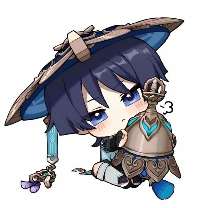 Ảnh chibi Wanderer biểu cảm ngại ngùng đáng yêu
