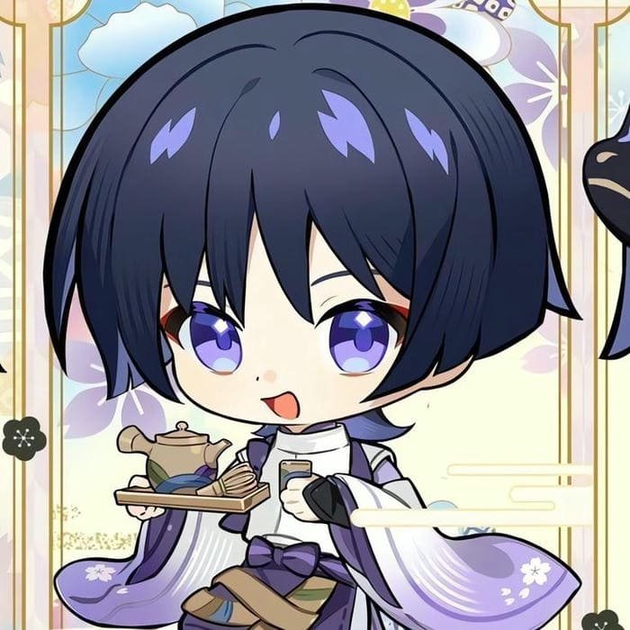 Ảnh chibi Wanderer ngồi uống trà siêu cute