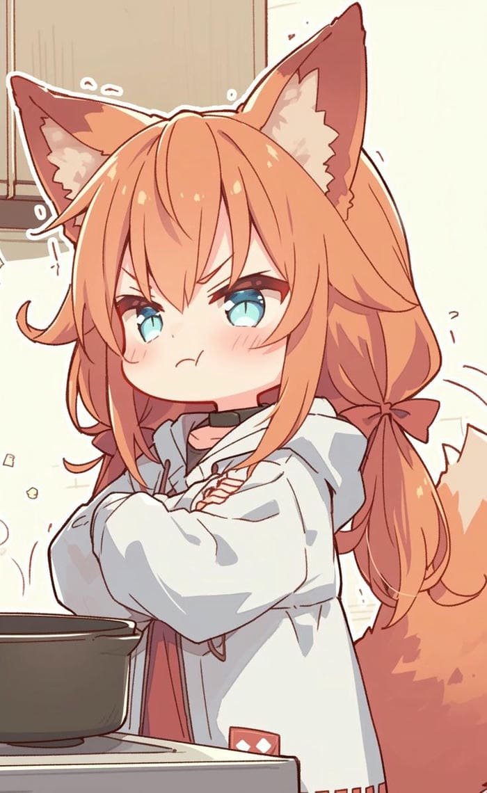 Ảnh chibi anime cáo biểu cảm tức giận siêu đáng yêu