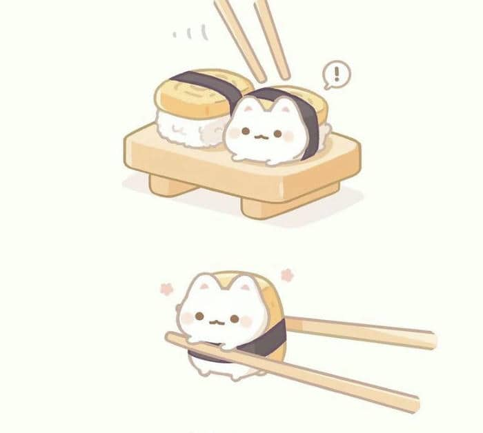 Ảnh hình vẽ chibi sushi đáng yêu