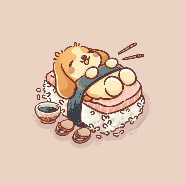 Ảnh hình vẽ sushi chibi siêu dễ thương