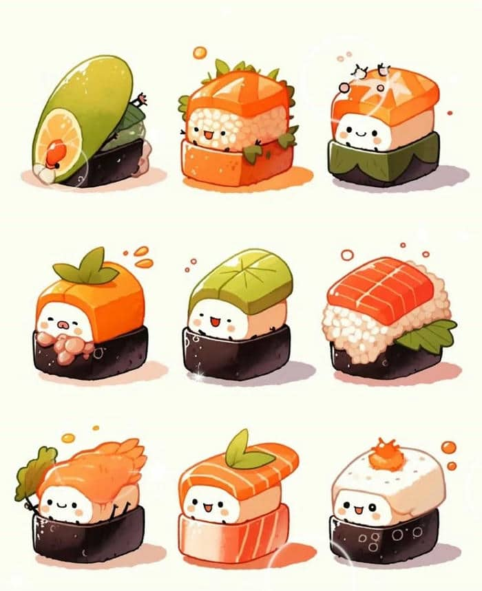 Ảnh những miếng sushi cute