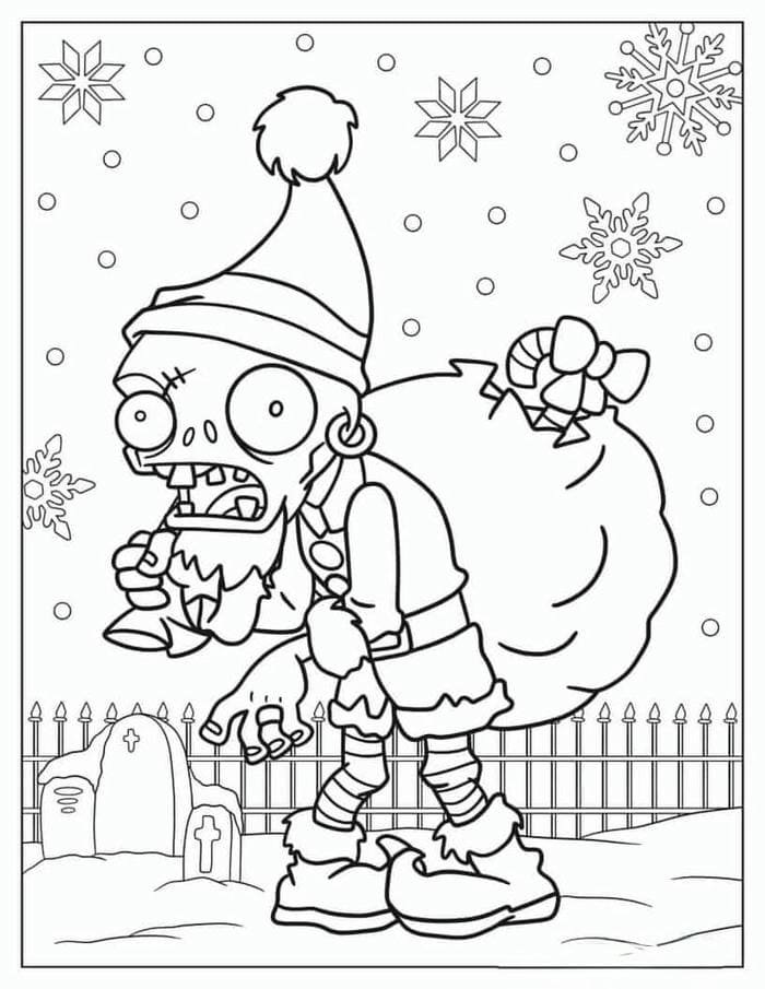 Ảnh tranh tô màu Zombie noel