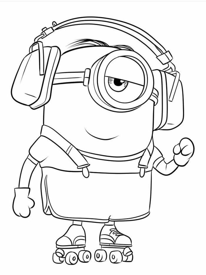 Ảnh tranh tô màu hình Minion đeo tai nghe