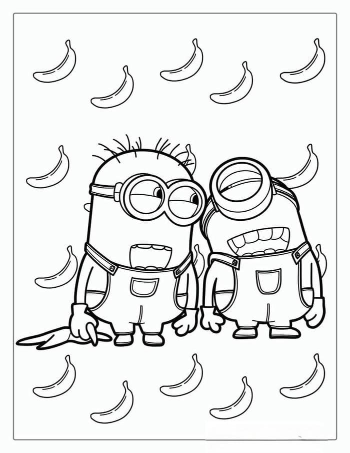 Ảnh tranh tô màu hình Minion tinh nghịch, đáng yêu