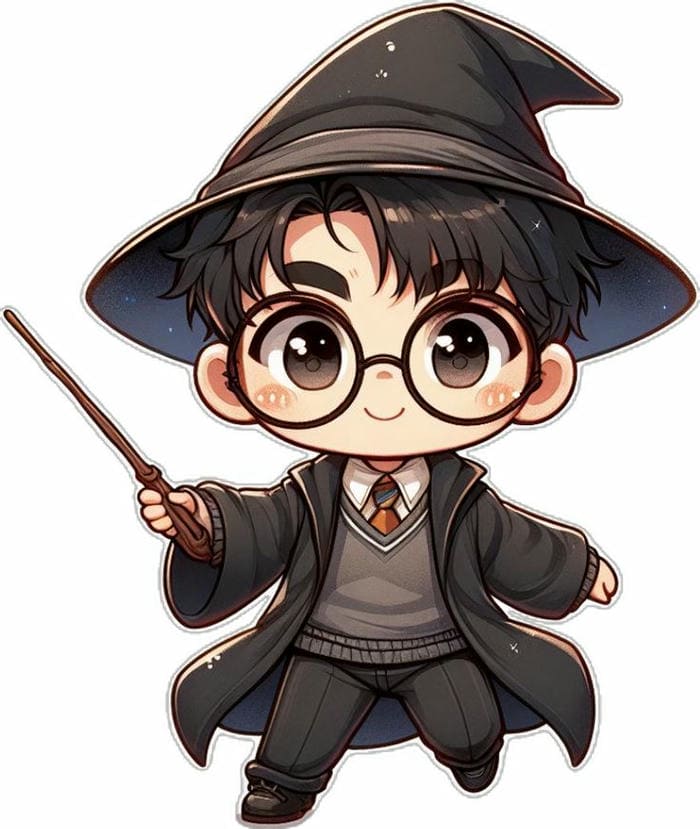 Chibi Harry Potter đội mũ phù thủy siêu đáng yêu