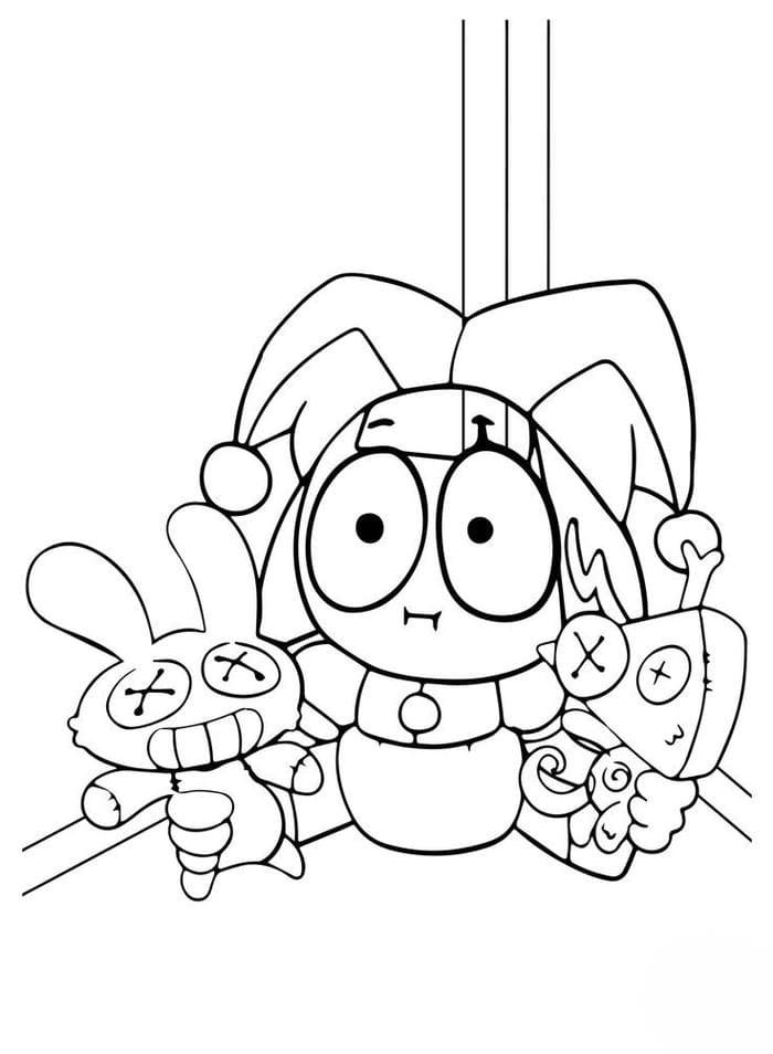 Chibi Pomni tô màu siêu đáng yêu