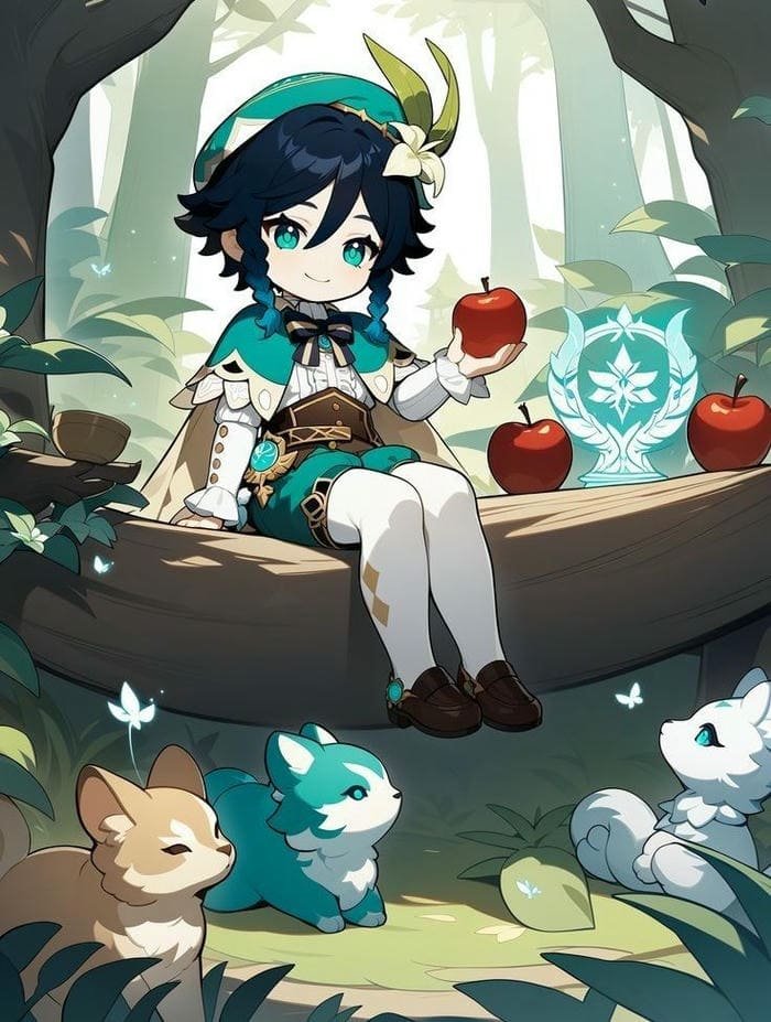 Chibi Venti cùng sói nhỏ siêu đáng yêu