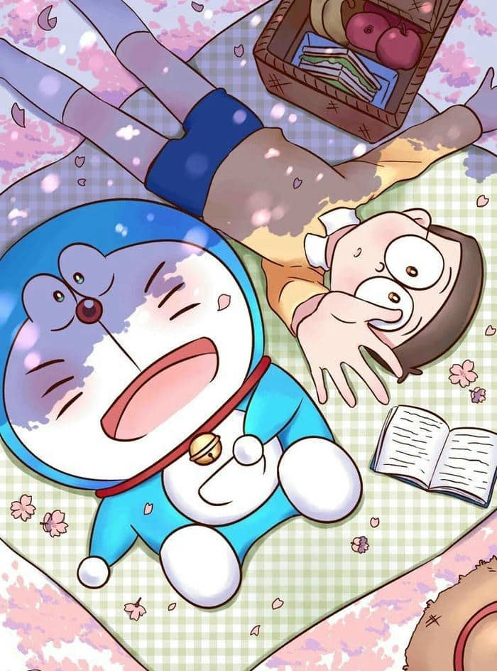 Chibi hình vẽ Doraemon và Nobita siêu đáng yêu