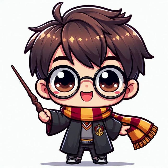 Harry Potter chibi cầm đũa phép