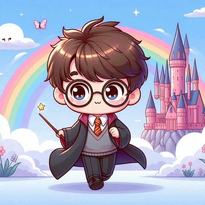 Harry Potter chibi cùng cầu vòng siêu dễ thương