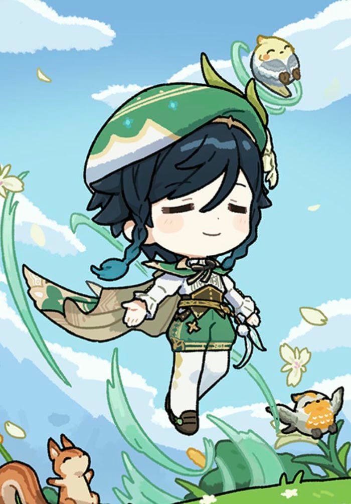 Hình Venti genshin impact chibi siêu dễ thương